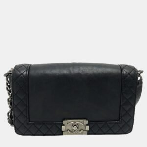 Chanel Black Leather Medium Reverso Boy Flap Bag