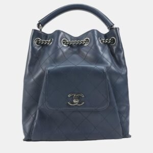 luxury-women-chanel-used-handbags-p1021935-002 Chanel Blue Leather Urban Luxury Backpack
