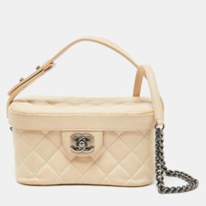 luxury-women-chanel-used-handbags-p1034842-008 Chanel Beige Quilted Leather Boy Vanity Case Bag