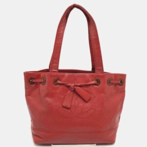 Chanel Red Cc Mark Bag Vintage Tote Bag