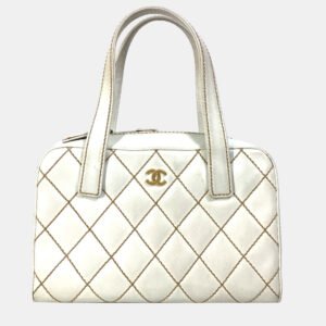 Chanel White Cc Mark Bag Vintage Mini Duffle Bag