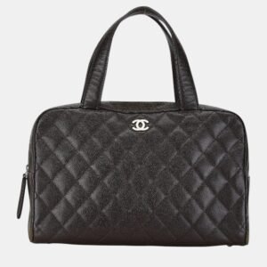 Chanel Brown Caviar Skin Coco Mark Boston Bag