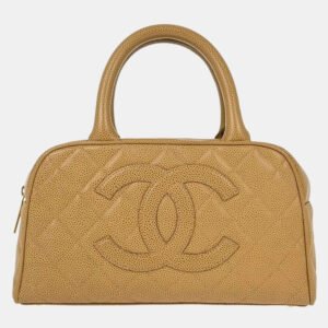 Chanel Beige Calfskin Bowling Bag
