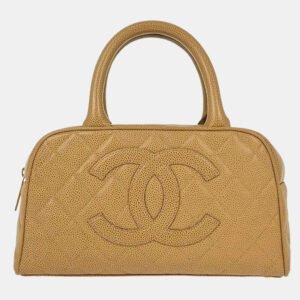 Chanel Beige Calfskin Bowling Bag
