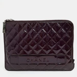 Chanel Purple Patent Leather patent clutch bag