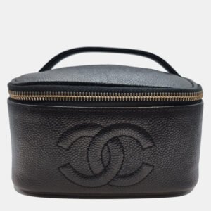 Chanel Vintage Black Caviar Vanity Bag in GHW