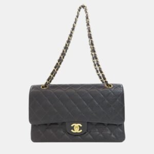 Chanel Black Caviar Leather Classic Double Flap Medium Bag