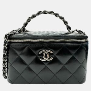 Chanel Black Calfskin Leather Vanity Chain Shoulder Bag