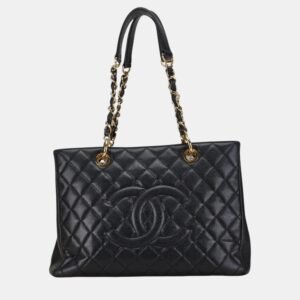 Chanel Black  Caviar Leather GST Tote Bag