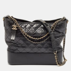 Chanel Black Quilted Aged Leather Large Gabrielle Hobo