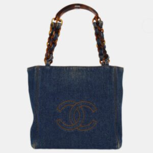 Chanel Blue Denim Chain Tote Bag
