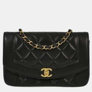 luxury-women-chanel-used-handbags-p1095782-006 Chanel Black Lambskin Leather Small Diana Shoulder Bag