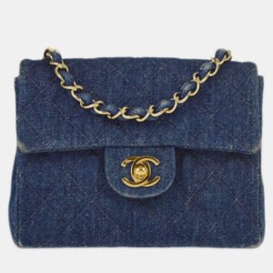 luxury-women-chanel-used-handbags-p1095792-006 Chanel Blue Denim Mini Classic Square Flap Bag