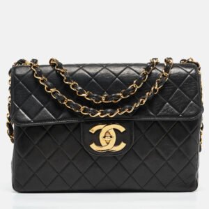 luxury-women-chanel-used-handbags-p1095964-019 Chanel Black Quilted Leather Jumbo CC Flap Bag
