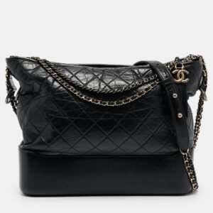 Chanel Black Quilted Aged Leather Large Gabrielle Hobo
