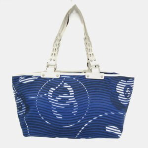 Chanel Cruise Lines Canvas Leather Tote Bag Blue White