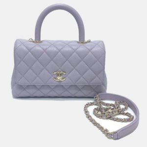 Chanel Purple Caviar Leather  Coco Handle Shoulder Bag