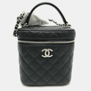 Chanel Black Caviar Leather Quilted Chain Bag