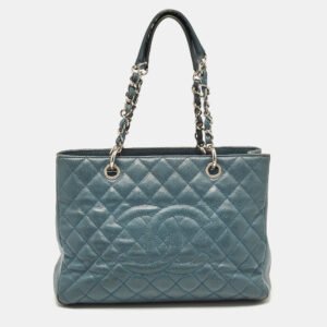 Chanel Blue Quilted Caviar Leather GST Tote