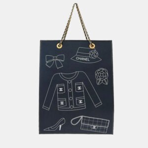 Chanel Navy Canvas and Leather Icon Chain Tote Bag