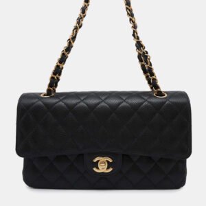 luxury-women-chanel-used-handbags-p1107034-003 Chanel Black Caviar Leather Medium Flap Shoulder Bag
