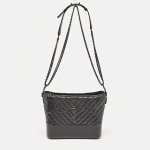luxury-women-chanel-used-handbags-p1107356-013 Chanel Black Quilted Aged Leather Medium Gabrielle Hobo