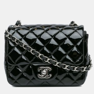 luxury-women-chanel-used-handbags-p1108553-007 Chanel Black Patent Mini Square Classic Single Flap