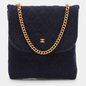 Chanel Blue Quilted Jersey Chain Pouch