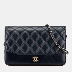 Chanel Black Quilted Aged Calfskin Gabrielle Wallet On Chain