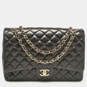 Chanel Black Quilted Leather Maxi Classic Double Flap Bag