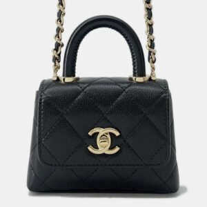 Chanel Black Caviar Leather Coco Handle Bag