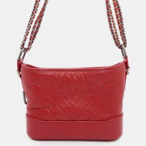 Chanel Red Leather Gabrielle Small Hobo Chain Shoulder Bag