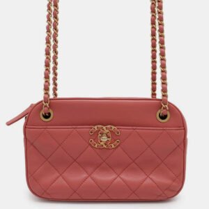 Chanel Pink Lambskin Leather Camera Shoulder Bag