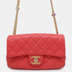 luxury-women-chanel-used-handbags-p1111164-012 Chanel Red Lambskin Leather Flap Chain Shoulder Bag