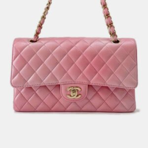 luxury-women-chanel-used-handbags-p1111168-014 Chanel Gradation Light Pink Goatskin Leather Classic Double Flap Shoulder Bag