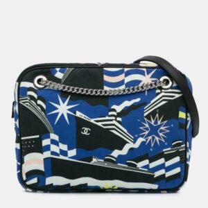 Chanel Black Blue Small Canvas La Pausa Camera Bag