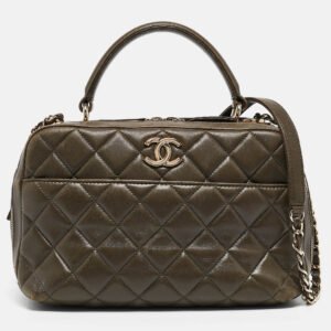 Chanel Green Quilted Leather Medium Trendy CC Bowling Bag