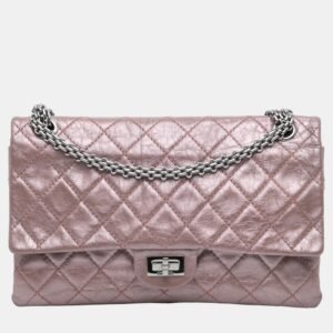Chanel Pink Metallic Leather Reissue 2.55 Double Flap Shoulder Bag