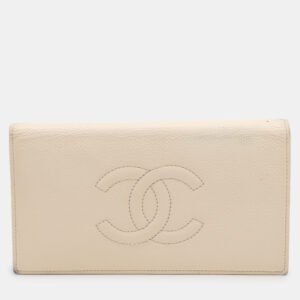 chanel cream caviar leather l yen wallet