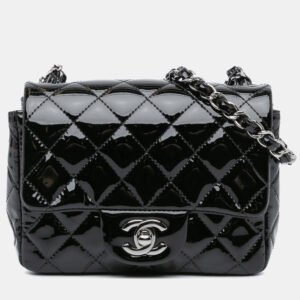 luxury-women-chanel-used-handbags-p1113146-007 Chanel Black Patent Mini Square Classic Single Flap Shoulder Bag