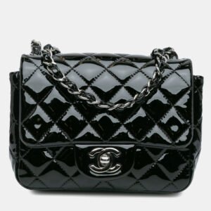 Chanel Black Patent Leather Mini Square Classic Single Flap Bag