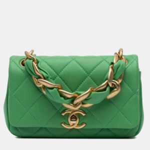 Chanel Green Small Quilted Lambskin Chain Is More Flap Bag