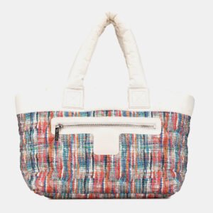 Chanel White Nylon Tweed Printed Coco Cocoon Tote Bag