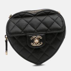 Chanel Black Lambskin Mini CC in Love Heart Crossbody Bag
