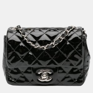 Chanel Black Patent Leather Mini Square Classic Single Flap Shoulder Bag