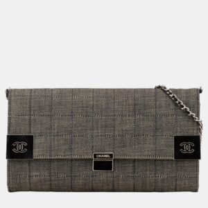 Chanel Grey Denim CC Choco Bar Chain Flap Shoulder Bag