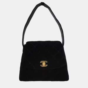 Chanel Black Velvet Shoulder Bag