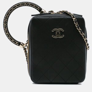 luxury-women-chanel-used-handbags-p1128669-001 Chanel Black Stitched Calfskin Cup Of Tea Vanity Case Bag