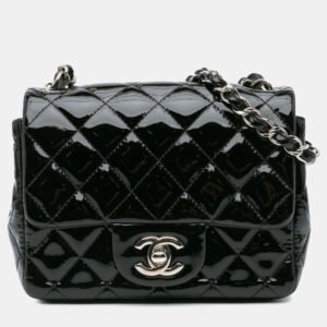 Chanel Black Patent Leather Mini Square Classic Single Flap Bag
