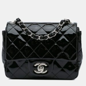 Chanel Black Mini Square Classic Patent Single Flap Bag